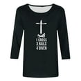 thumbnail image 4 of DDAPJ pyju Christian Easter T-shirts for Women 3/4 Sleeve Plus Size Tops Jesus Cross Print Graphic Tees Religious Faith Shirt Loose Fit Mid-length Pullover Birthday Gifts Black XXL, 4 of 5