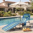 thumbnail image 5 of Gymax 2PCS Tanning Chair w/ Face & Arm Holes Folding Chaise Lounge Beach Chair w/ Adjustable Backrest Blue & Green, 5 of 10