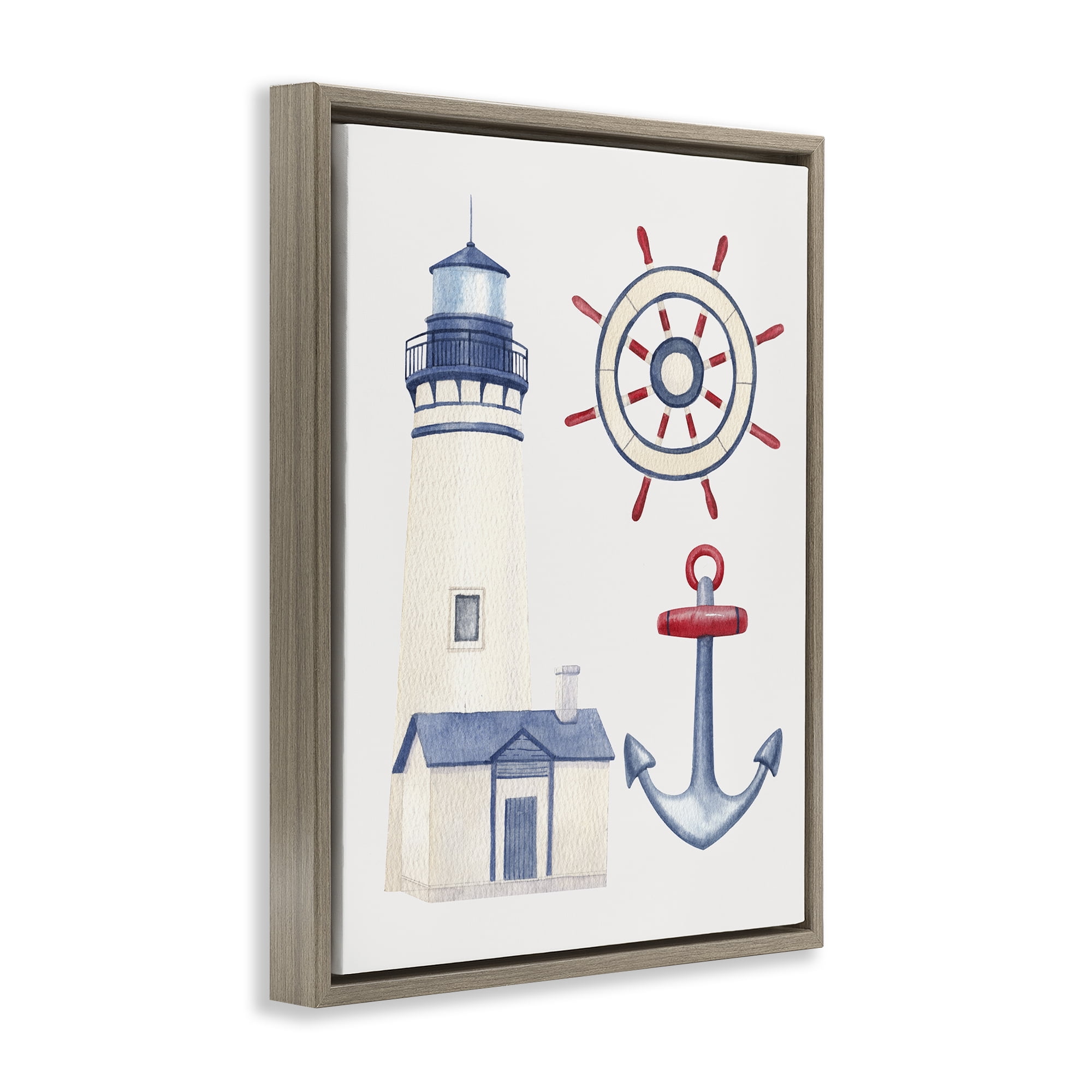 Stupell Industries Nautical & Boating Gear Nautical & Beach Painting Brown Floater Framed Canvas Art Print Wall Art, 25 x 31