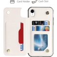 thumbnail image 5 of iPhone XR Wallet Case with RFID Blocking Card Holder,Premium PU Leather Double Magnetic Buttons Stand Flip Wrist Lanyard Strap Back Cover for Women Gilrs Case 6.1 Inch,Polka Dots White, 5 of 15