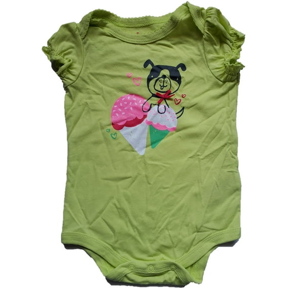 Infant Baby Girls Glitter Ice Cream Cone Puppy Summer Green Romper Bodysuit 3M