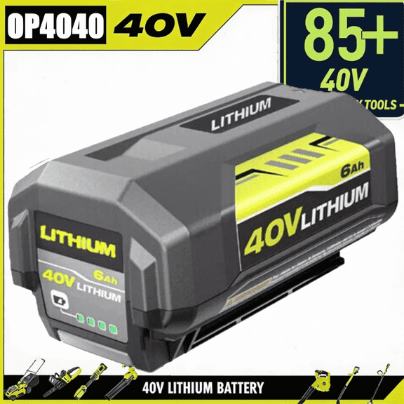 40V 6.0Ah Battery Replace for Ryobi OP4026 OP4040 OP4050A Compatible with Ryobi 40Volt Battery Cordless Tools