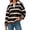 Black, variant on Fanshiluo Women's Drop Shoulder Collared Striped Sweatshirt, Contrast Loose Long Sleeve Pullover Top,Size S-2XL