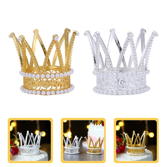 KONTONTY Plated Metal Cake Toppers, Assorted Colors, 2 Pieces for Party and Wedding Decorations