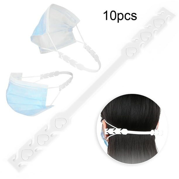 Boca Mufla Oreja Gancho Agarre 10 Piezas Boca Mufla Oreja Extensión Gancho Empuñaduras Silicona Ajustable Hebilla Soporte Accesorios ANGGREK Blanco