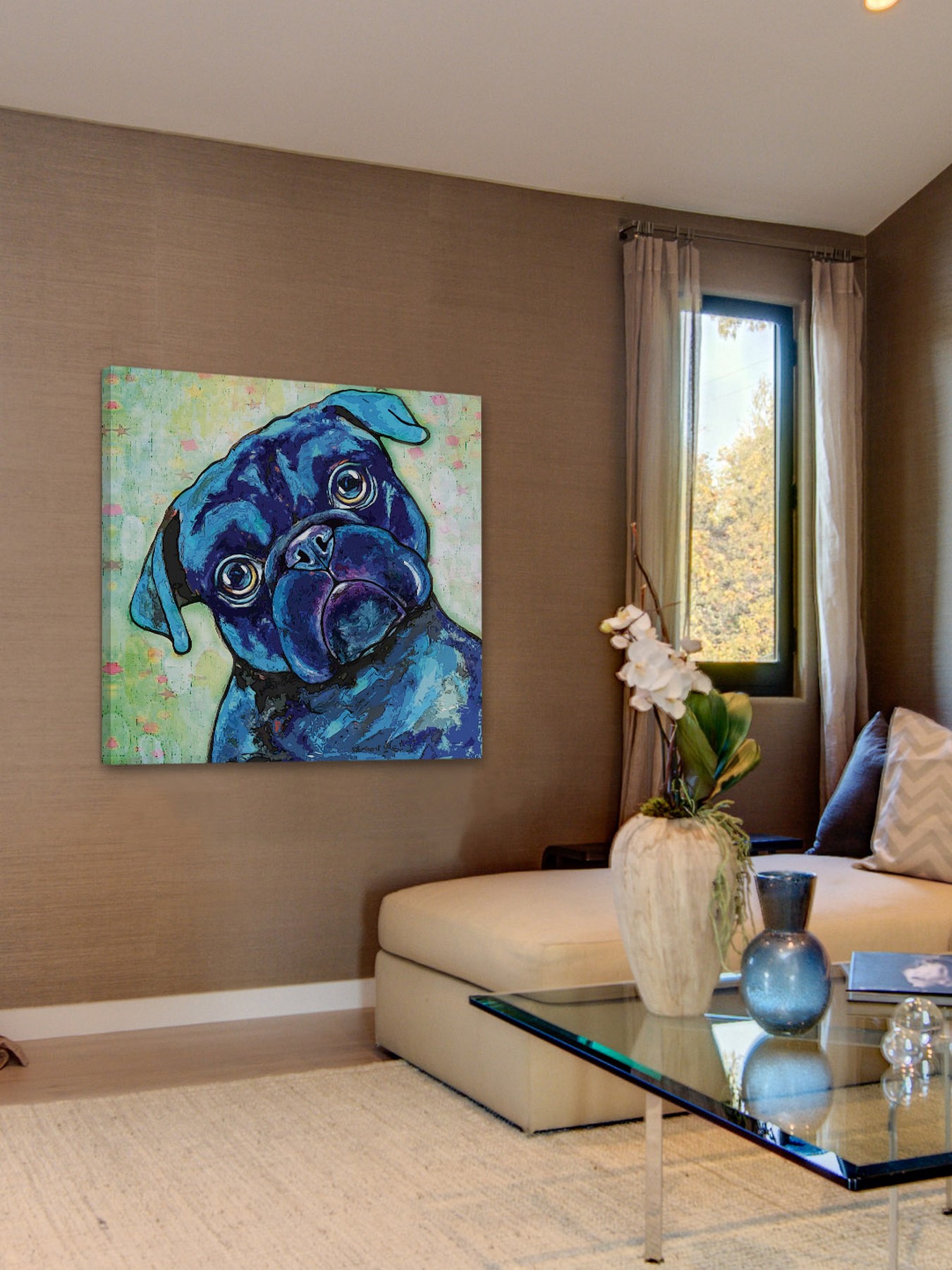 "Black Pug II" Painting Print on Wrapped Canvas