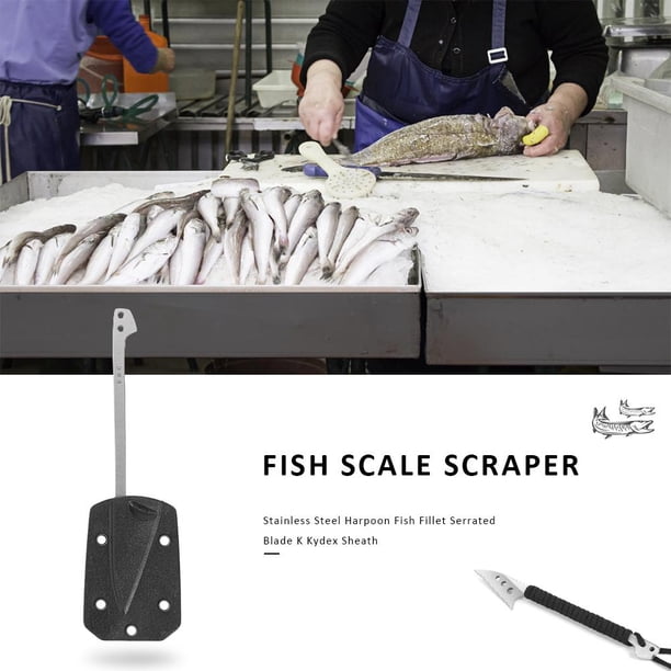 Filete de arpón de acero inoxidable para pescado Hoja dentada K Funda Kydex negra Hugtrwg Para estrenar