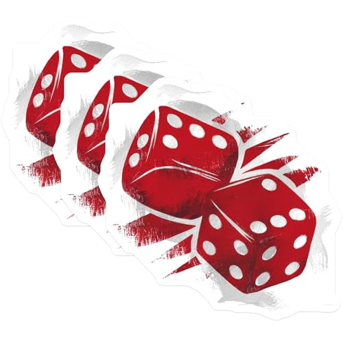 (3 Pack) Dice Decals - Red Dice Sticker - Laptop Decal- 3 Inches On Longest Side - Easy Peel & Apply - Made in USA - 3MCS5404