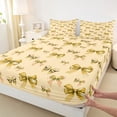 thumbnail image 3 of jejeloiu Kawaii Cartoon Bow Queen Sheet Sets,Yellow Chic Bowknot Bed Set For Girl Kids 4-Piece, 3 of 7