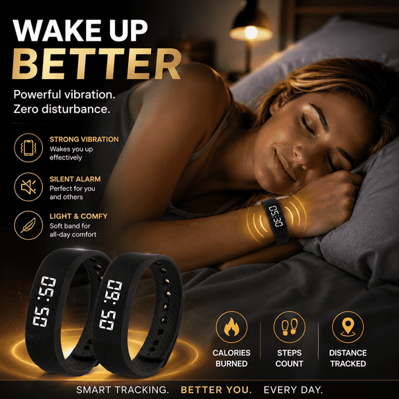 Effective Alarm Clocks Vibrating Alarm Wristband, Silent Wrist Alarm Clock for Heavy Sleepers, Rechargeable Wake Up Bracelet with Strong Vibration Reminder, Portable Travel Alarm Watch for Bedroom