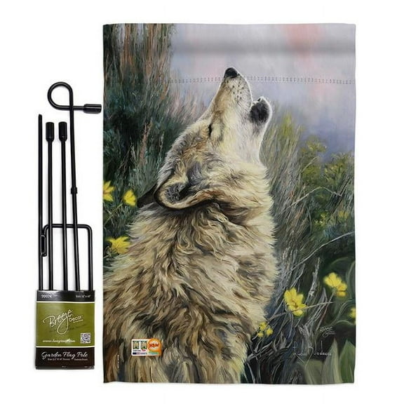 Breeze Decor BD-WL-GS-110059-IP-BO-D-US12-AL 13 x 18.5 in. the Call Nature Wildlife Vertical Double Sided Mini Garden Flag Set with Banner Pole