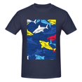 thumbnail image 4 of Bingfone Cartoon Shark Men'S Loose Fit Short-Sleeve Pocket T-Shirt, 4 of 7
