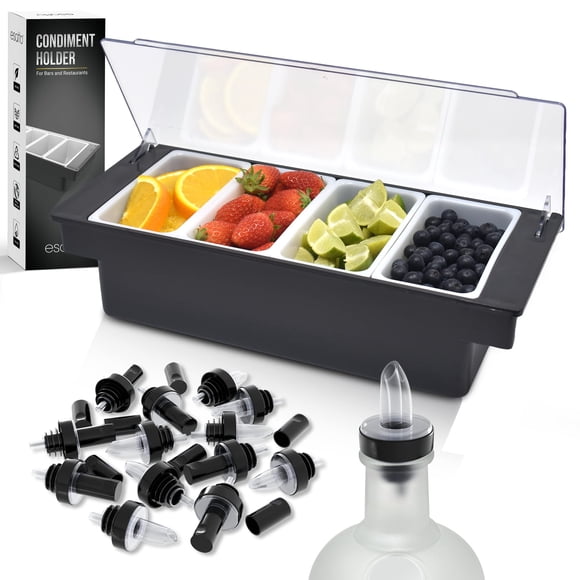 Soporte para condimentos Esatto Bar Products refrigerado con insertos de 4 pintas
