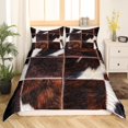 thumbnail image 4 of Brown Cowhide Duvet Cover Full Patchwork Cow Print Bedding Set For Adult Women Men Wild Animal Skin Bed Sets Farmhouse Decoration Comforter Cover Rustic Western Quilt Cover Cabin Bedroom Decor, 4 of 6