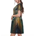 thumbnail image 2 of Easygdp Vintage Pattern Fox para Vestido Transpirable de Mujer, Vestido Suelto de Manga Corta con Pliegues y Bolsillos para el Verano, 2 of 6