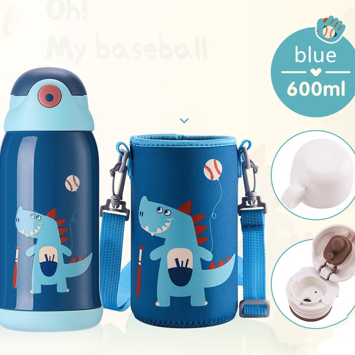 Cute Cartoon Animal Baby Food Stainless Steel Thermos Vacuum Flask Feeding Cup 