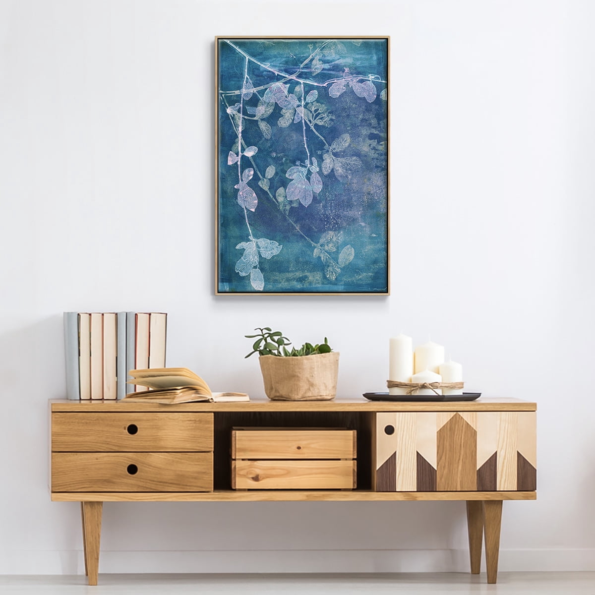 Branching Out VII Framed Premium Gallery Wrapped Canvas - Ready to Hang - 25 x 37 - Natural Wood Floating Frame