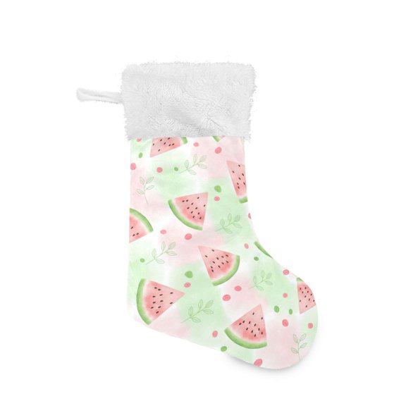 Christmas Stocking with Hanging Loop for Family Holiday Ornament Triangular Watermelon Slice Pattern