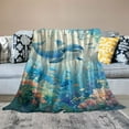 thumbnail image 2 of BCIIG Cartoon Shark Kids Throw Blanket,Tropical Fish Coral Seaweed Bed Blanket for Boys Girls,Underwater World Marine Life Fleece Blanket,Blue White Fuzzy Blanket,Baby Size   40x50in, 2 of 6