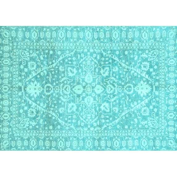 Ahgly Company Indoor Rectangle Oriental Light Blue Traditional Area Rugs, 5' x 8'