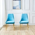 thumbnail image 3 of Light Blue Mid-Century Modern Chair with Gold Stainless Steel Legs for Kitchen Room, 3 of 8