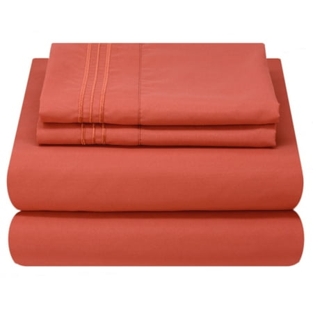 Darcy Luxury Collection - Mezzati Luxury 1800 Prestige Soft and Comfortable Collection Bed Sheets Set Full Ripe Orange