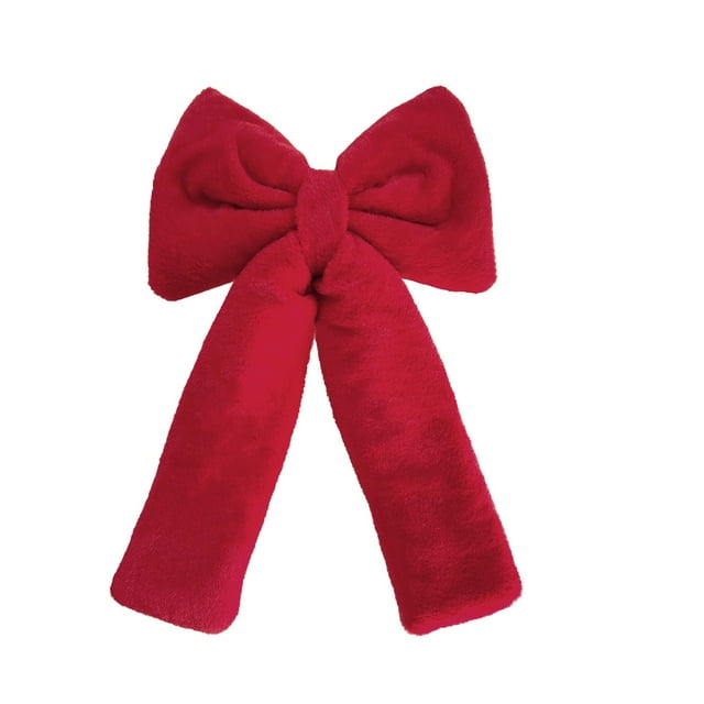 Leodye Lot de 1 Nœuds de Noël Rouges Décorations Extérieures, Grand Nœud de Décoration d'Arbre de Noël, Nœud de Couronne en Velours avec Bord Doré Pailleté pour Décoration de Porte d'Entrée de Maison de Noël-18.1*27.6*2 Po