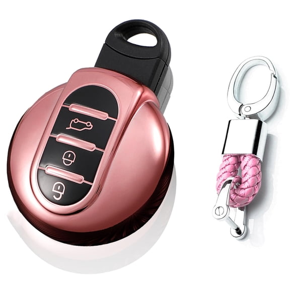 Smart Key Fob Case Cover for Mini Cooper Clubman Convertible Countryman Hardtop 2016-2020 Keyless Remote Key Holder Soft TPU Key Protector with Keychain