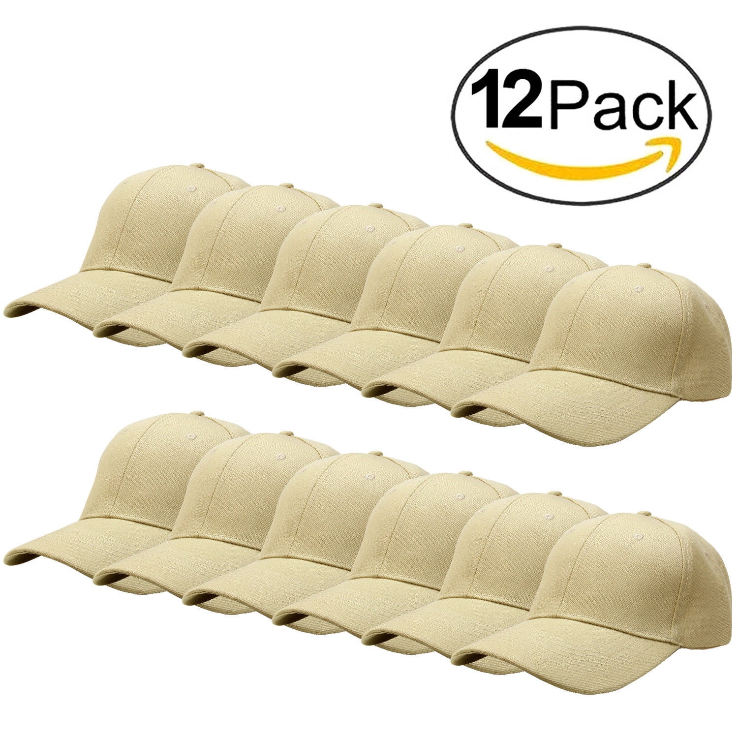 Wholesale 12 Pieces Plain Velcro Baseball Cap Adjustable Size Solid