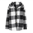 thumbnail image 4 of absuyy Fleece Jacket for Women Fall Winter Plush Hooded Jacket Warm Plaid Lightweight Faux Fur Cardigan Black 3XL, 4 of 7