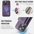 thumbnail image 3 of ELEHOLD Case for iPhone 15 Pro Max, Magnetic 2 in 1 Detachable Leather Wallet Case with Card Holder & Stand,Purple, 3 of 6
