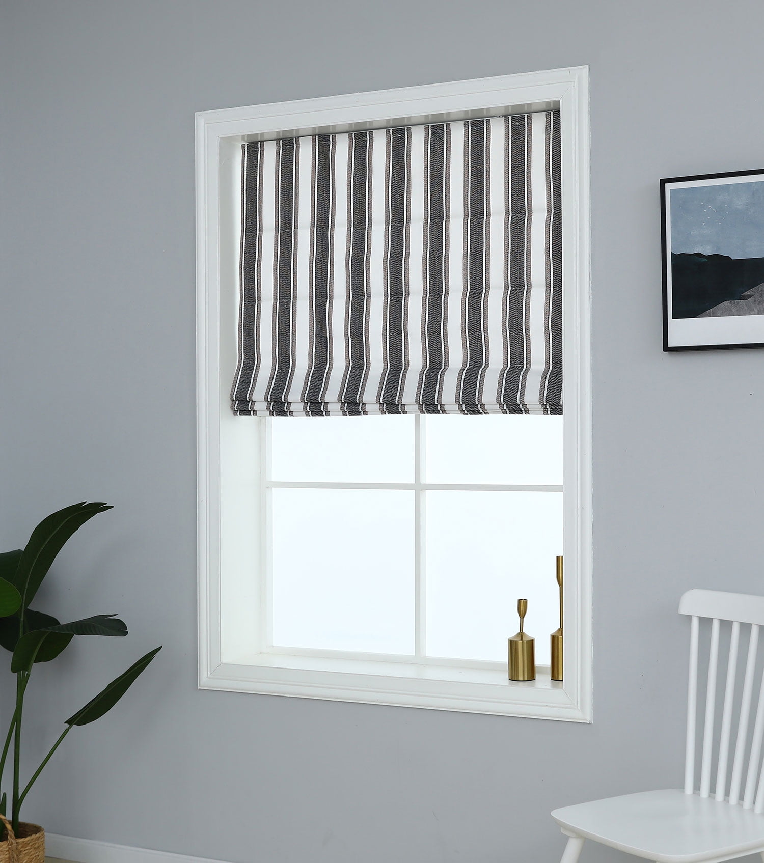 Everyday Celebration Yarn Dyed Roman Shades Blind, Vertical Stripe Room