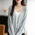 thumbnail image 4 of Ediodpoh Long Cardigan Sweaters for Women V Neck Long Sleeve Knit Cardigan Lightweight Loose Fit Outerwear for Versatile Style Grey XXL, 4 of 8