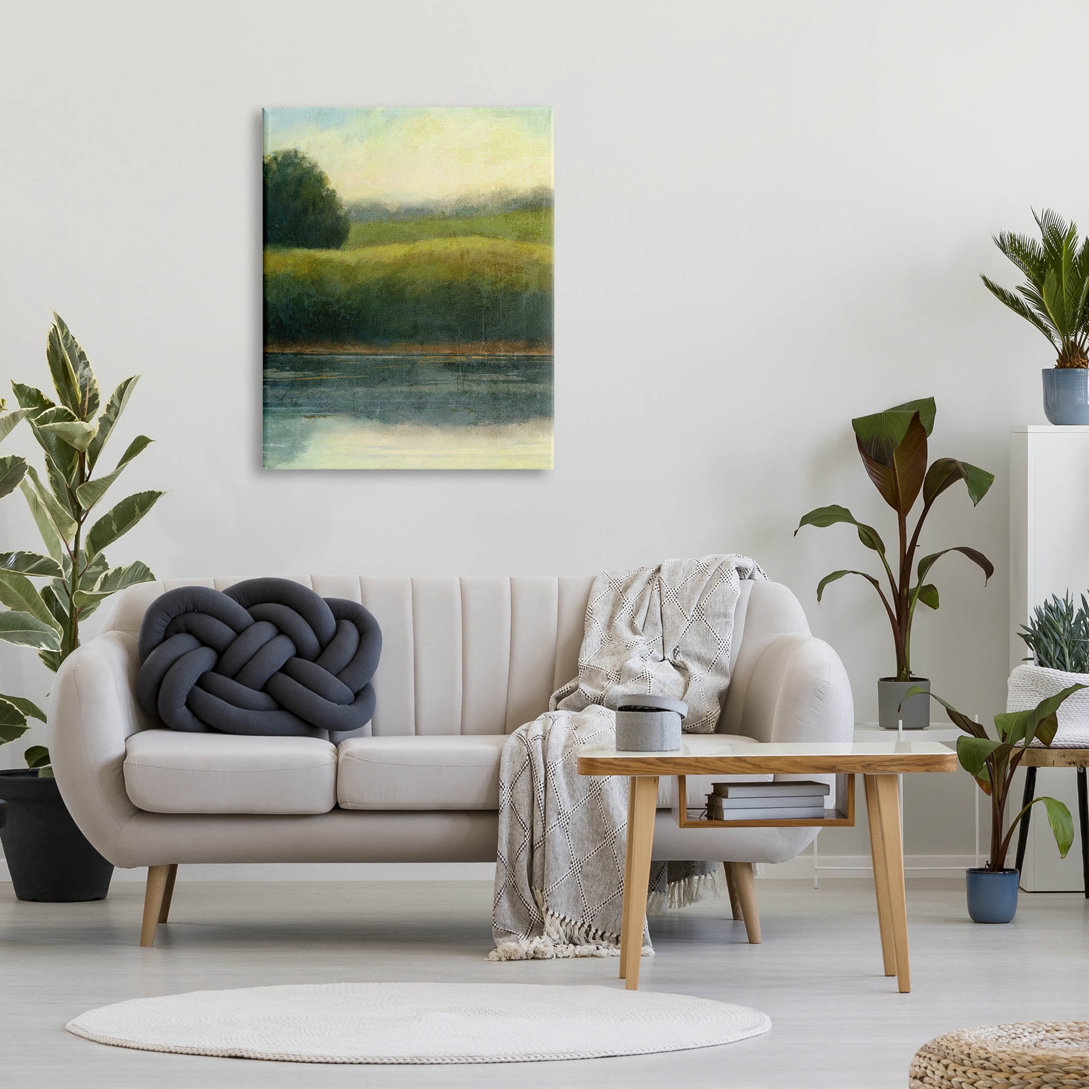 Rural Pond Grassland Nature Landscape Graphic Art Gallery Wrapped Canvas Print Wall Art