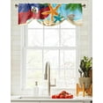 thumbnail image 3 of Haiti Flag Day Beach Starfish And Shells Window Curtain Kitchen Cabinet Coffee Tie-Up Valance Curtain Rod Pocket Short Curtain, 3 of 6