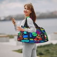 thumbnail image 4 of Lsque Geometry Dash Pattern Hand Travel Bag, Weekender Carry On for Women Men, Sports Gym Bag, Workout Duffel Bag, Overnight Shoulder Bag fit 15.6 Inch Laptop, 4 of 6