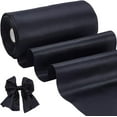 thumbnail image 2 of Polyester 6 inch x 32yd Black Satin Ribbon Outdoor Ribbon Solid Black Fabric for Easter Outdoor Decoration Wedding Party Gift Wrapping Bouquet Floral Crafts Clothing Sewing, 2 of 8