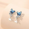 thumbnail image 2 of Butterfly Drop Earrings for Women Blue Crystal Sterling Silver Ginger Lyne Collection, 2 of 5