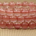 thumbnail image 3 of Smelted Cherry Quartz Gemstone 8mm Round Beads Stretch Bracelet 7" Unisex, 3 of 5