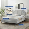 thumbnail image 4 of Platform Bed Frame, Queen Size, Velvet, Light Grey Gray, Modern Contemporary Urban Design, Bedroom Master Guest Suite, 4 of 10