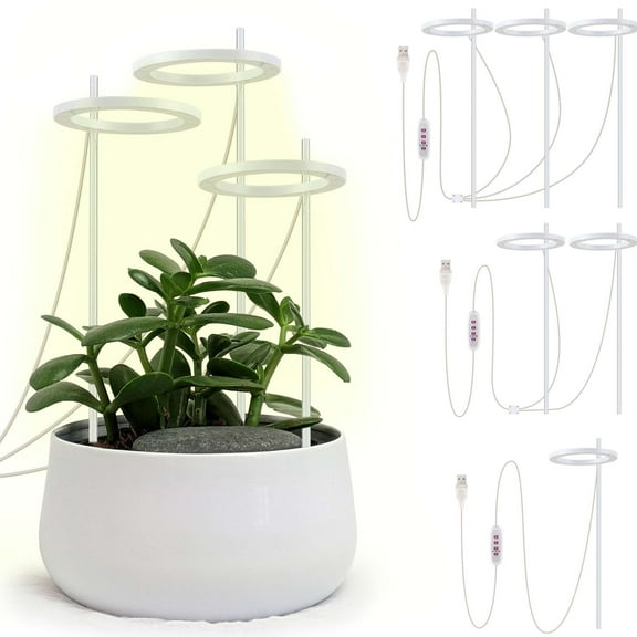 Spencer Plant Grow Light, LED Growing Light for Indoor Plants, Full Spectrum Desk Growth Lamp, Automatic Timer 8/12/16H, 5 Dimmable Brightness