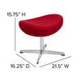 thumbnail image 5 of BizChair Red Fabric Saddle Wing Ottoman, 5 of 10