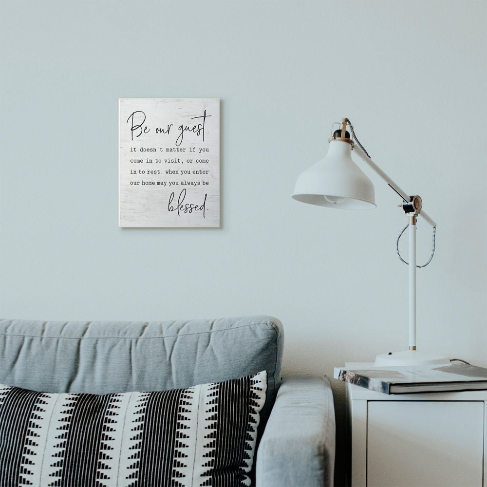 Stupell Industries Be Our Guest Home Family Inspirational Word On Wood Texture Design Wall Plaque Art by Lettered and Lined