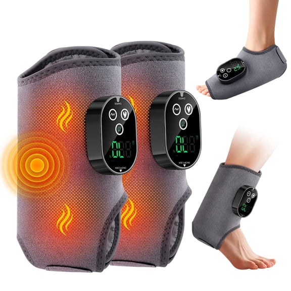 2 Pack Cordless Foot and Ankle Massager with 6 Heat Levels, 3 Vibration Modes and 3 Timer Settings,Multi Use Rechargeable Portable Electric Massager for Foot Ankle Arm