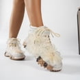 thumbnail image 4 of High Top Sneakers for Women Rhinestone Glitter Platform Shoes Fashion Non Slip Sparkly Casual Athletic Footwear Daily Party Wear White Size 6, 4 of 7