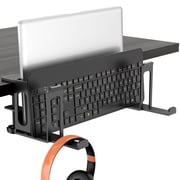 Laptop Stand for Desk Side, 2-Slot Adjustable Desk Clamp Laptop Holder with Headphone Hanger, Space Saving Double Notebook Organizer