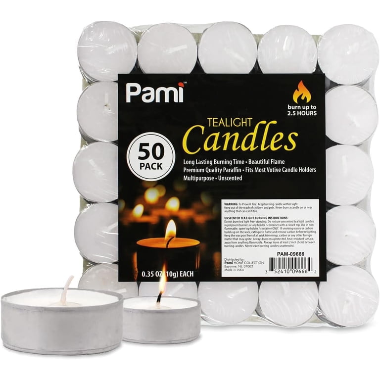 PAMI Unscented White Tealight Candles, 50-Pack photo 1