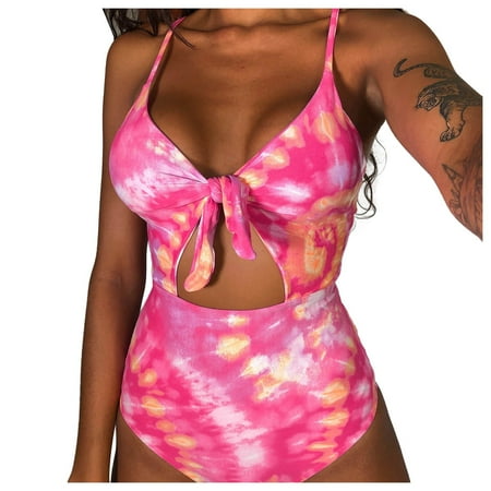 Wiueurtly One Piece Swimsuit Women Printing Onepiece Bikini Push Up Bathing Swimwear High Waist Monokini High Waisted Swimsuits Pink