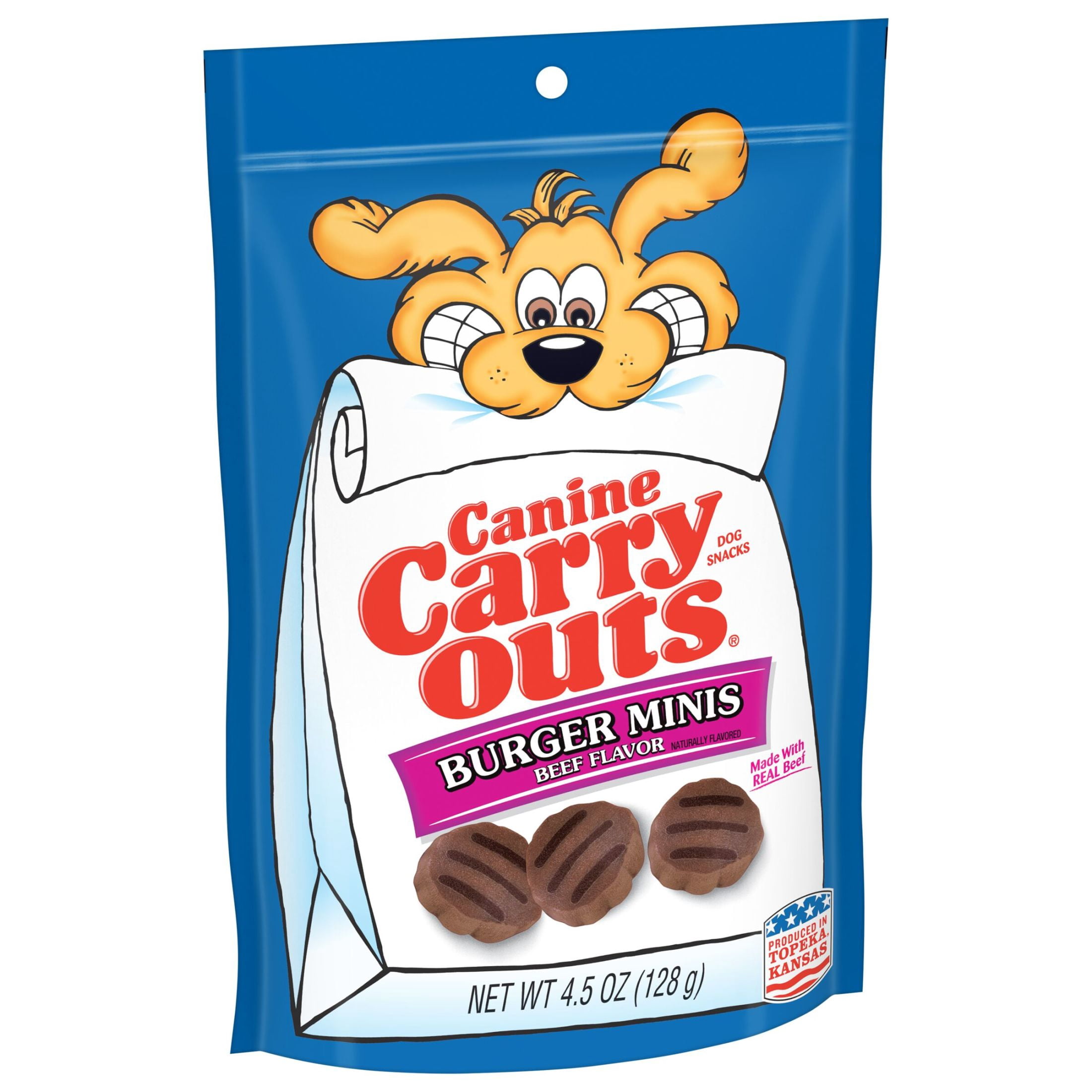 (6 pack) Canine Carry Outs Burger Minis Beef Flavor Dog Treats, 4.5oz Bag