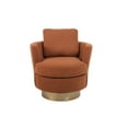 thumbnail image 4 of 360° Swivel Barrel Chair with Gold Stainless Steel Base, Teddy Accent Chairs with Thick Cushion, Round Barrel Armchairs Reading Chairs for Living Room Bedroom Waiting Room, Brown, 4 of 9